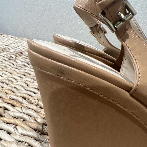 Tommy Hilfiger shoes women’s size 9.5 Brown peep toe slingback platform bow gold - Picture 3 of 13